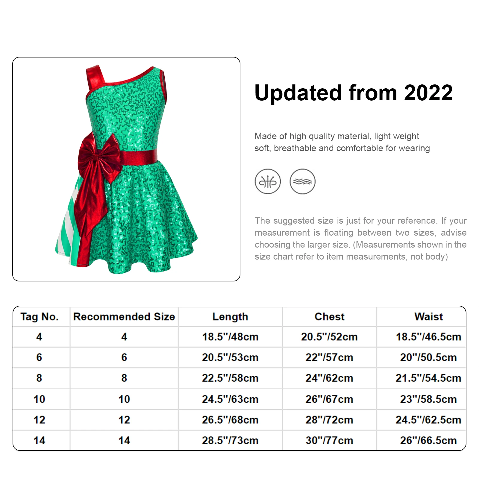 Kids Girls Christmas Dance Dress Sleeveless Shiny Sequin Bow Stripe Leotard Tutu Ballet Dance Figure Skating Performance Costume