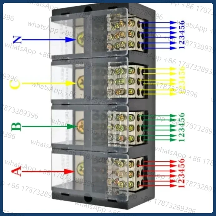 Three-phase Four-wire Power Distribution Block 4 Pole Terminal Wiring Module Splitter 250A Current Copper Junction Box