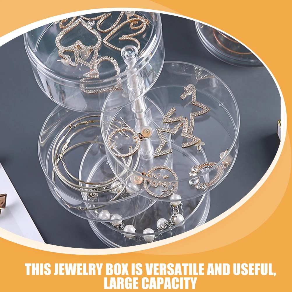 

2 Pcs Three-Layer Jewelry Box Necklace Organizer Rack Jewellery Tray Organiser Earrings Plastic Jewery Case Clear Holder