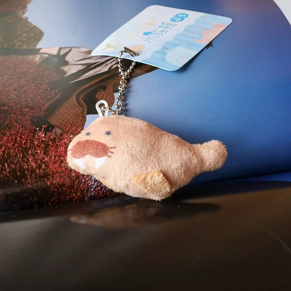 Walrus Cartoon Aquarium Plushies Pendant Shark Plush Stuffed Fish Plush Keyring Soft Penguin Car Key Pendant