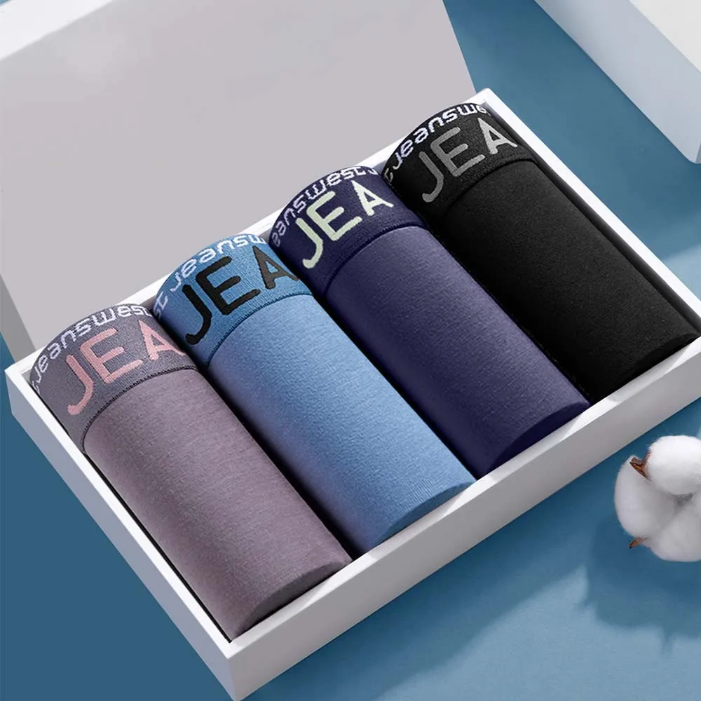 

Men's Underwear Cotton Moisture wicking U Pouch Design Men's Panties Solid Color Logo Waistband Boxers Man