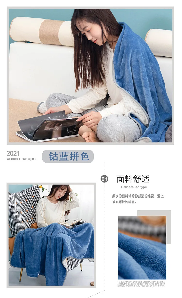 يمكن ارتداؤها البطانيات قيلولة غطاء أريكة لينة المنسوجات المنزلية قيلولة شال مقنعين عباءة خارجية بطانية دافئة زر للغرفة مكيفة الهواء #6