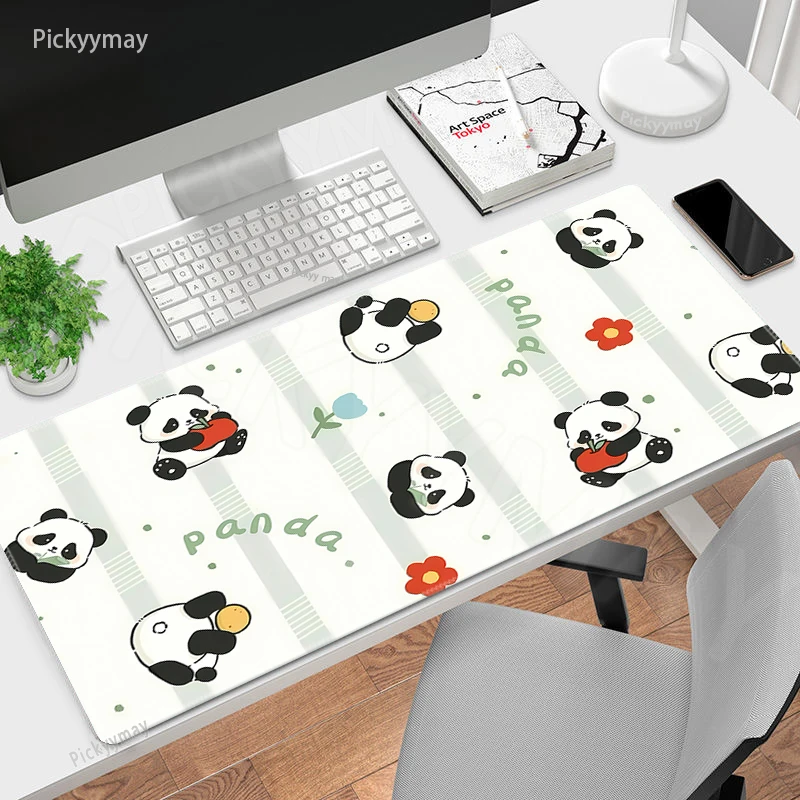 Green Mouse Pad Gamer Mousepads Big Gaming Mousepad XXL Mouse Mat Large Keyboard Mat Cute Panda Desk Pad For Computer Laptop