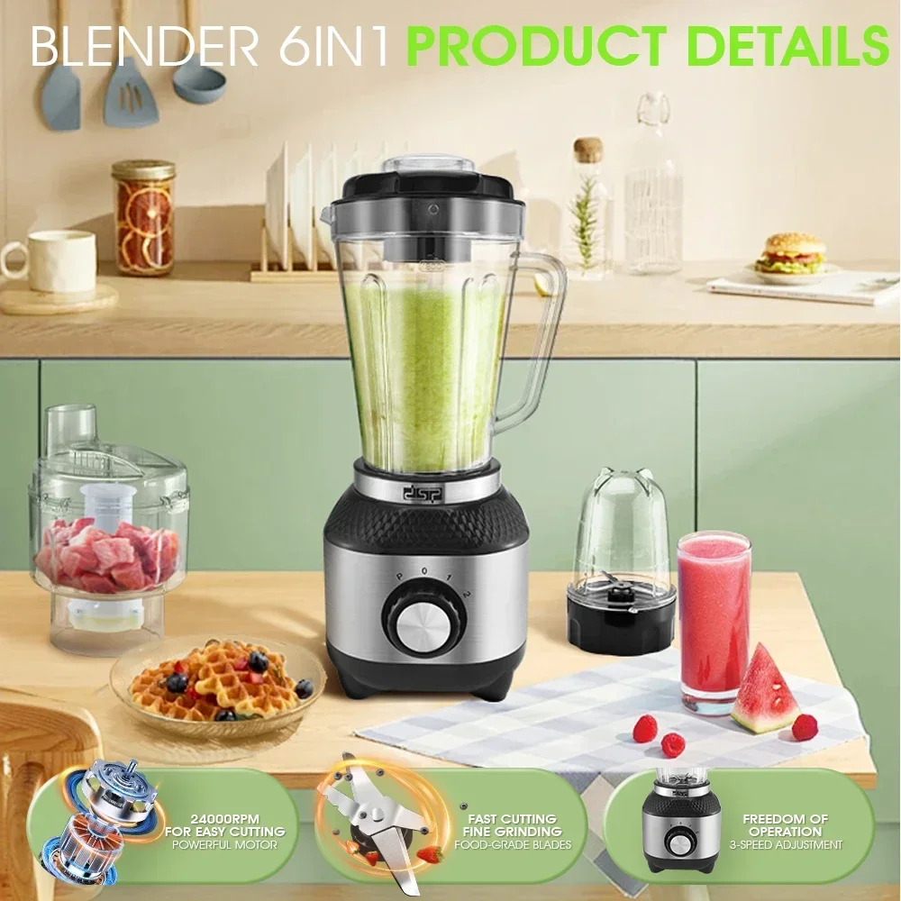 Home Kitchen Small Juicer Multifunctional 6-in-1 Blender for Mixing Food, Milkshakes and Smoothies, Etc