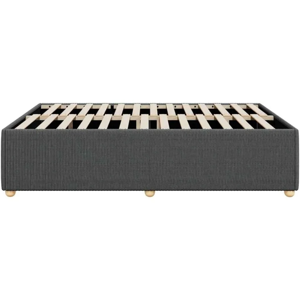 Marco de cama tapizado Queen gris oscuro, base de colchón con revestimiento, cama moderna para dormitorio, dimensiones del producto 79,9" de largo x 60,2" de ancho x 18,1" de alto