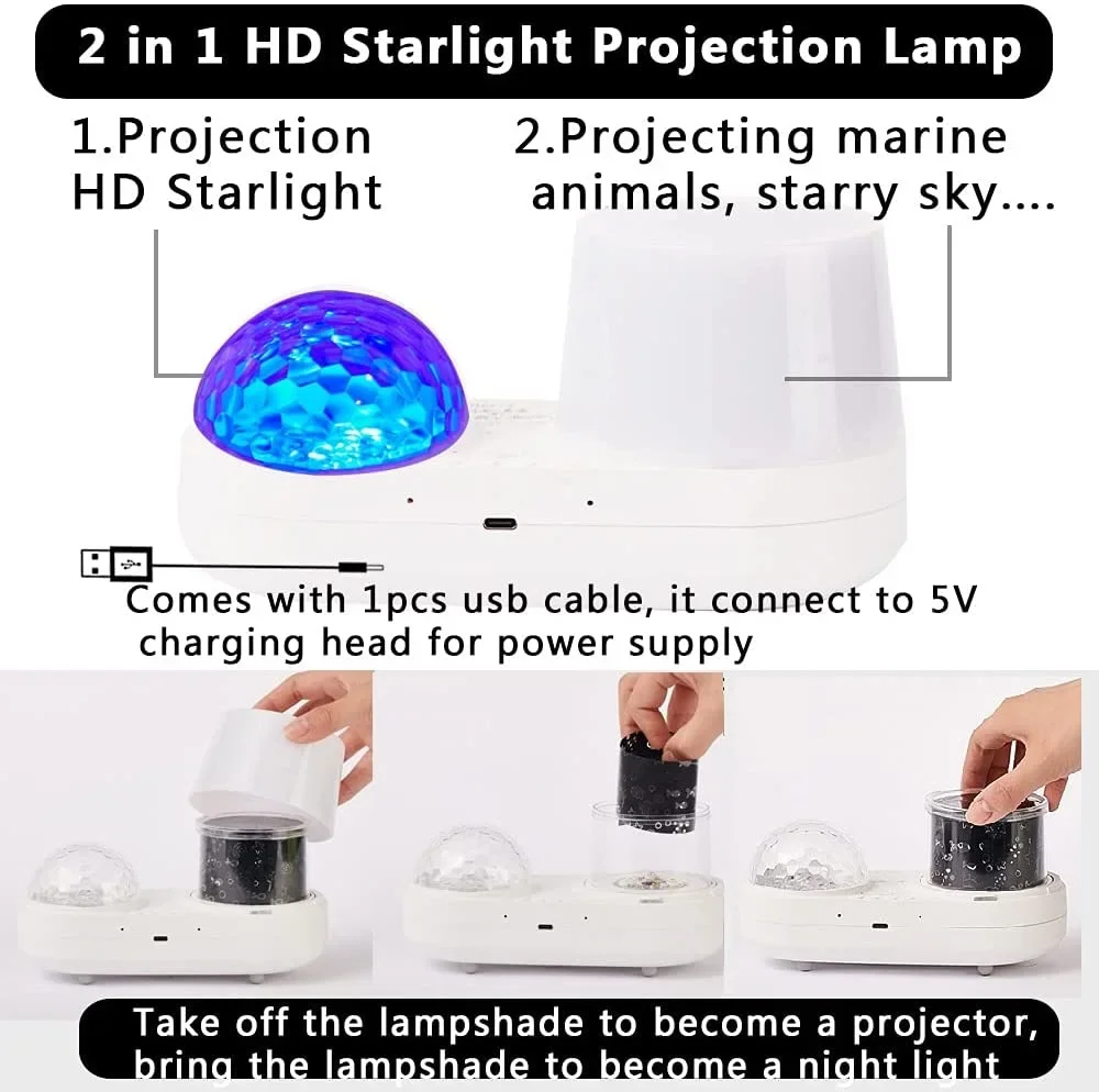 Starry projector, ocean ripple lights, starfish-shaped bedroom home decor, wedding and Christmas gift light kits