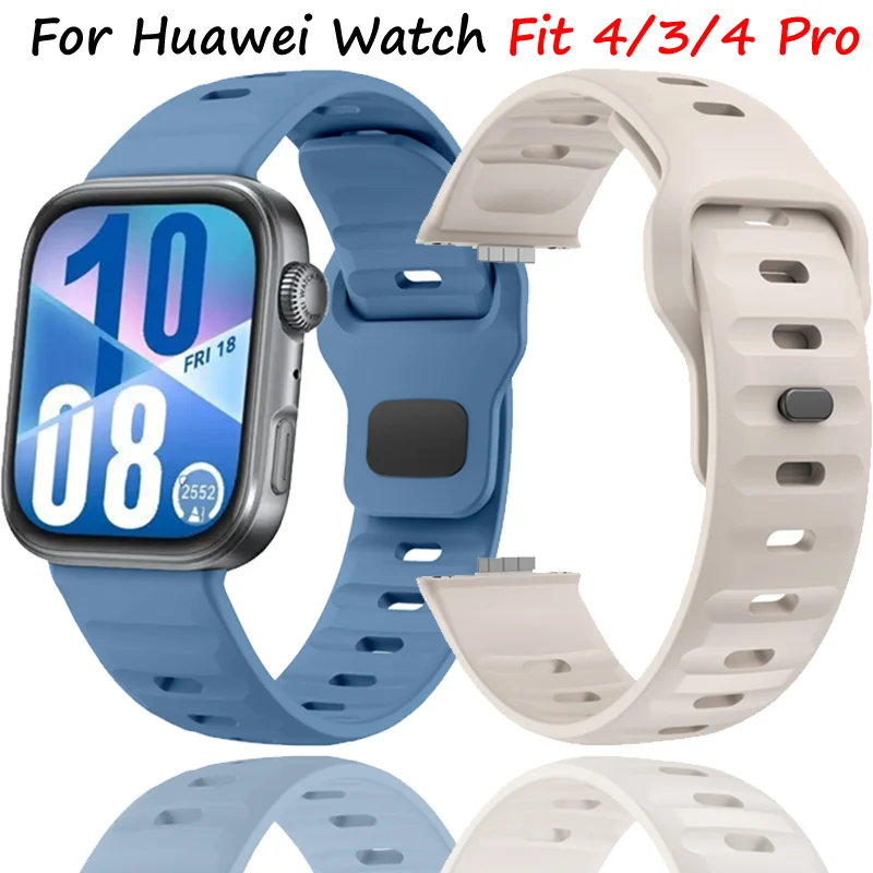 حزام سيليكون ناعم لساعة Huawei Watch Fit 4/3 Smartwatch سوار معصم متين قابل للتنفس لساعة Huawei Watch Fit 4 Pro Correa Accessory