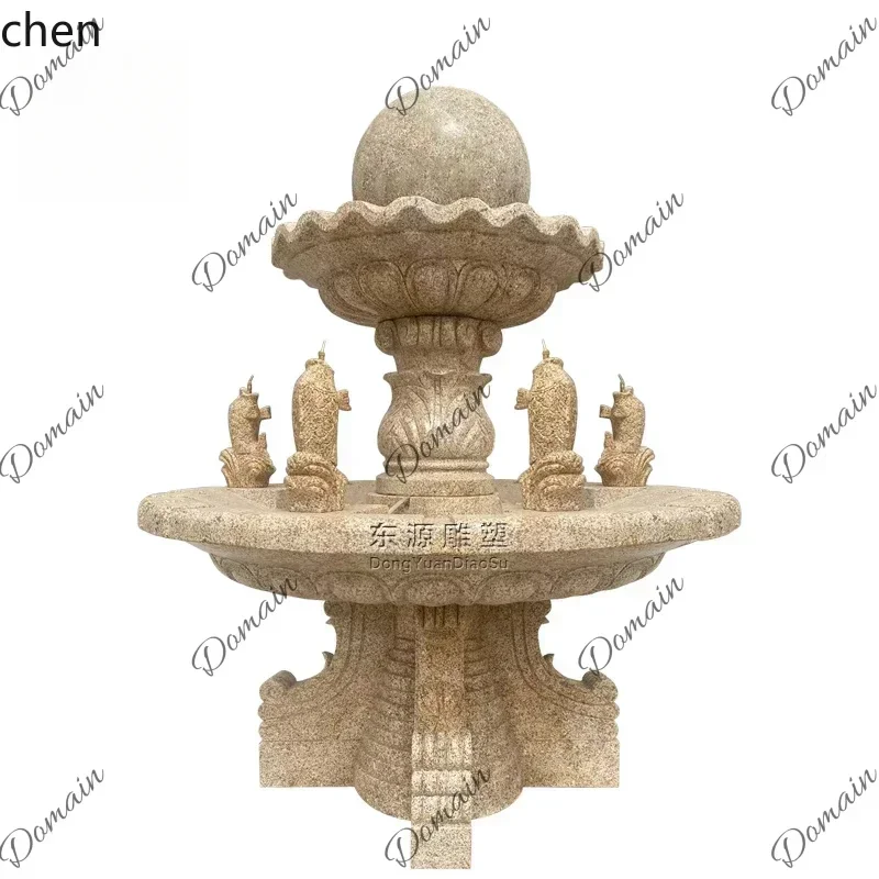 PQ-EDC HYS  stone sculpture fountain flowing water feng shui ball marble fountain fish pond outdoor garden rockery water sculptu