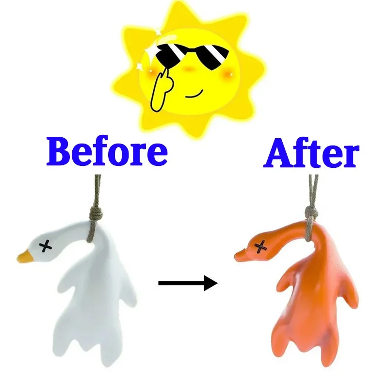 1/2pcs New Color Change Duck Keychain Fashion Funny Goose Pendants for Bag Car Keyrings Cute Cartoon UV Photochromic Key Chains image 3