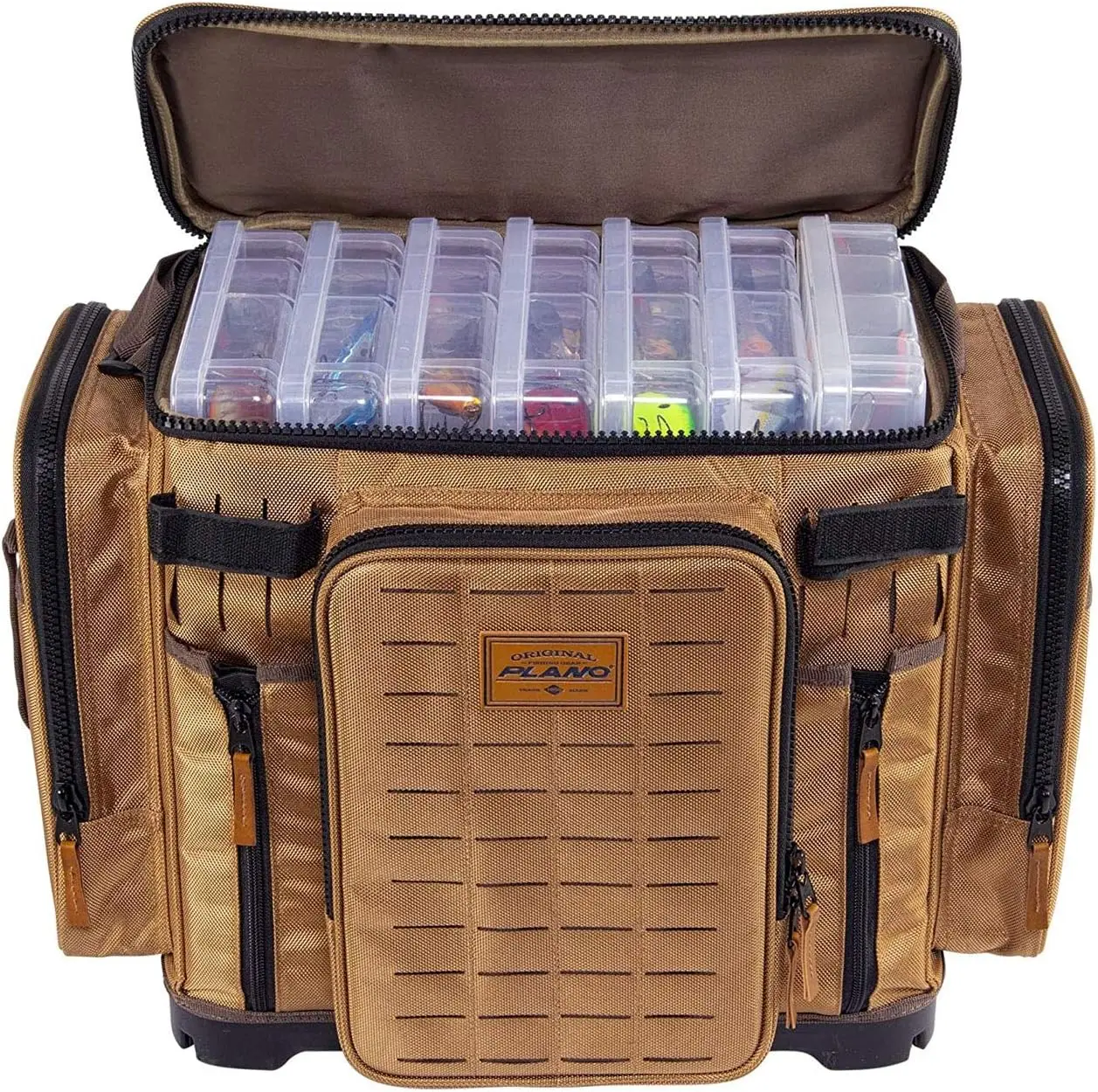 Guide Series Tackle Bag | Premium Tackle Storage with No Slip Base and  , Khaki with Brown and Black Trim