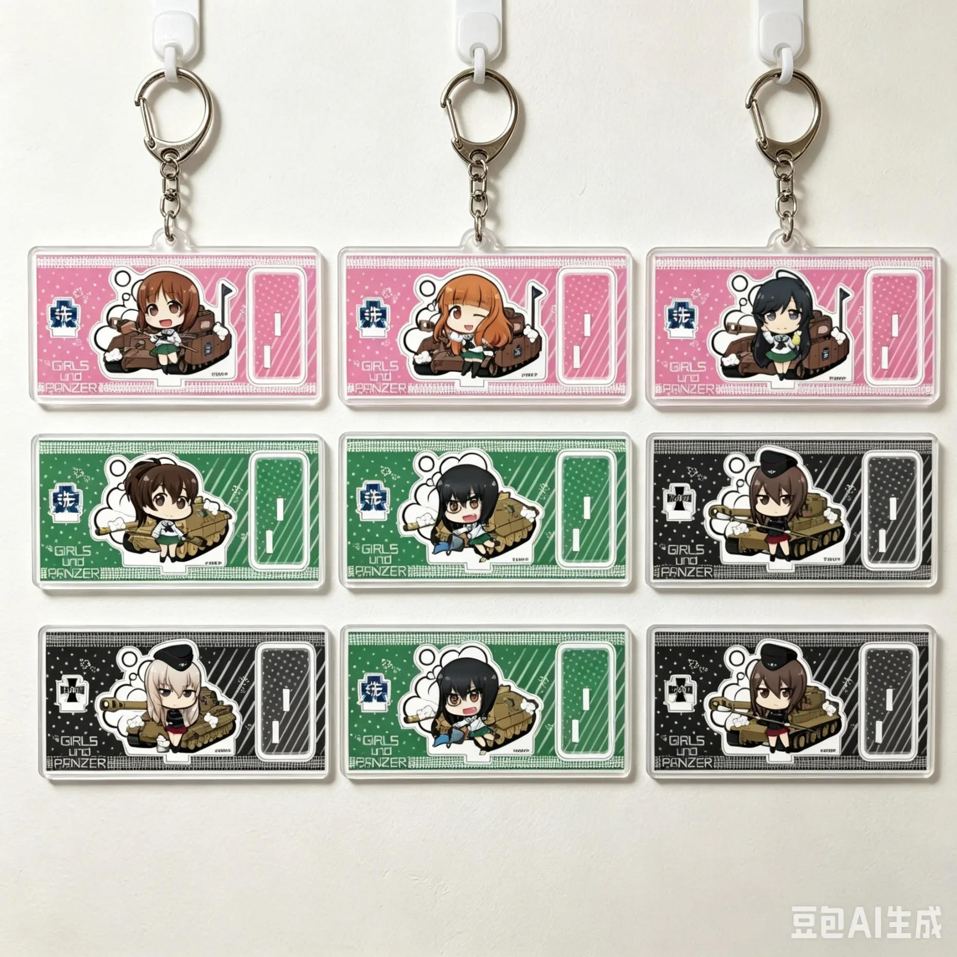 Hot 10CM Anime Girls und Panzer Figure Peripheral Collection Acrylic Stand Model Decorations Gifts Keychain