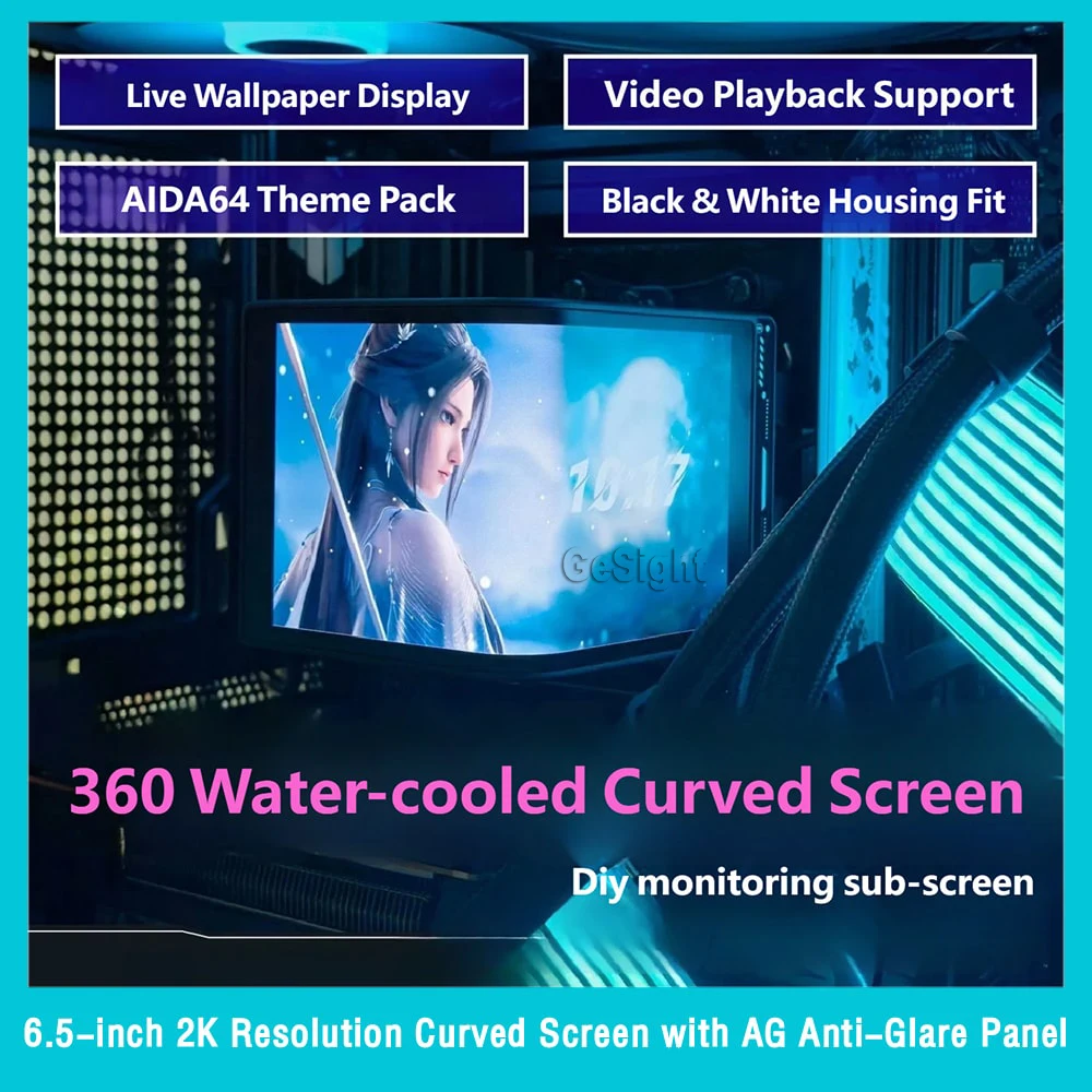 

6,5-дюймовый гибкий изогнутый дисплей AMOLED — дополнительный экран 2K для индивидуального мониторинга корпуса ПК