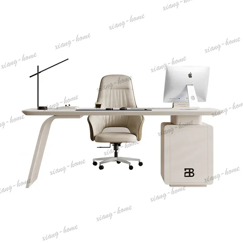YJ Nordic Cream Style Slate Office Desk Modern Luxury High-grade Computer Desk Medical Aesthetic Consulting Office Furniture FYO