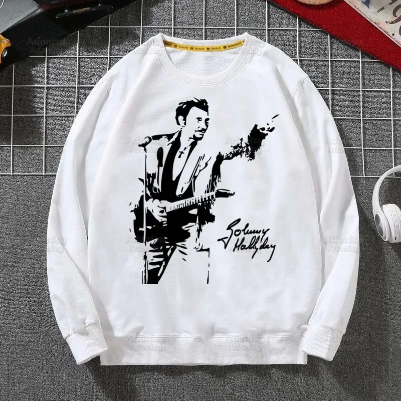

Johnny Hallyday Singer Rock Men Hoodie Autumn Hip Hop Streetwear Men Pullover Sweatshirts Hoodies Mens White Color Hoodie Male