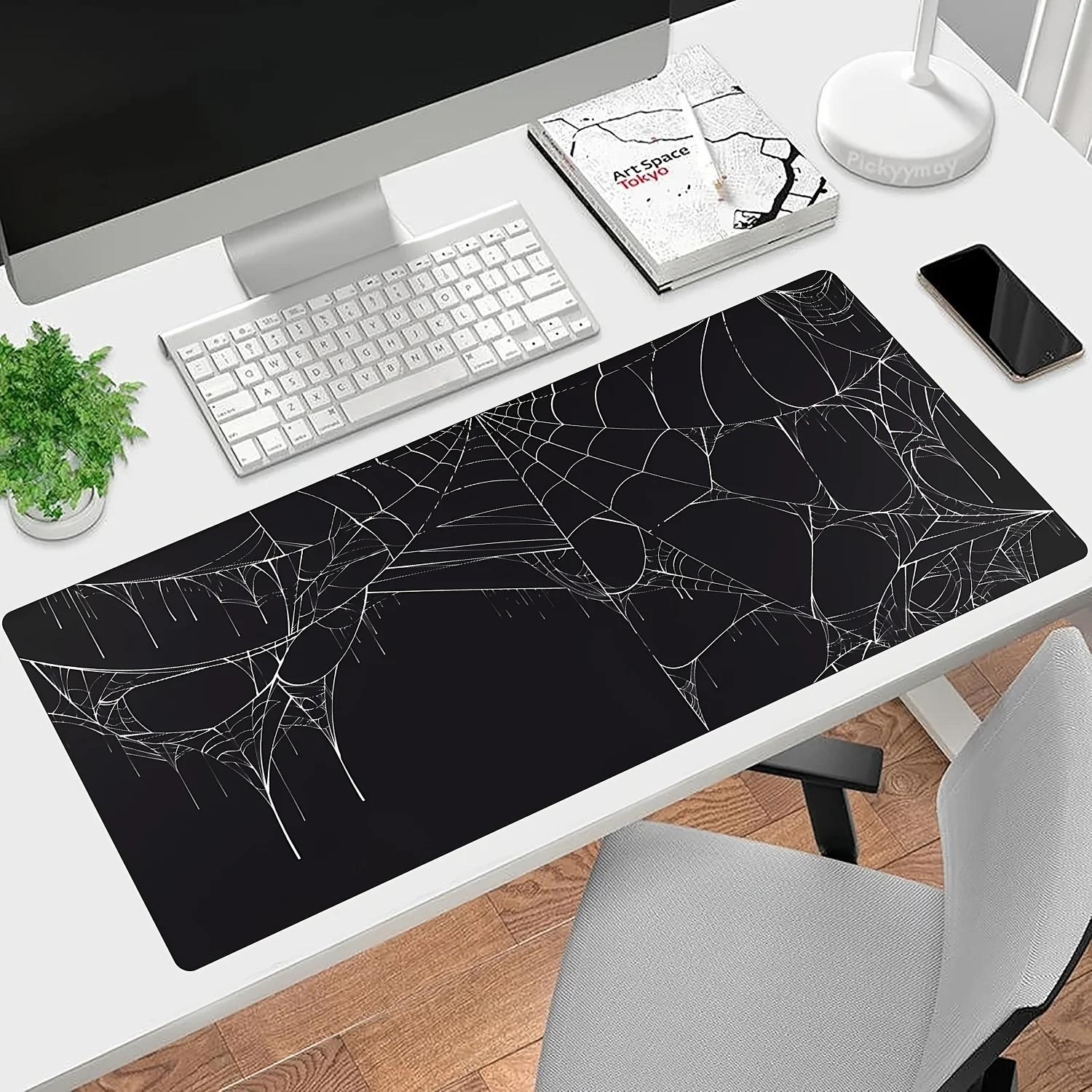 Gothic Spider Web Oversized Gaming Desk Mouse Pad Extra Large Computer Mat Non-Slip Rubber Surface