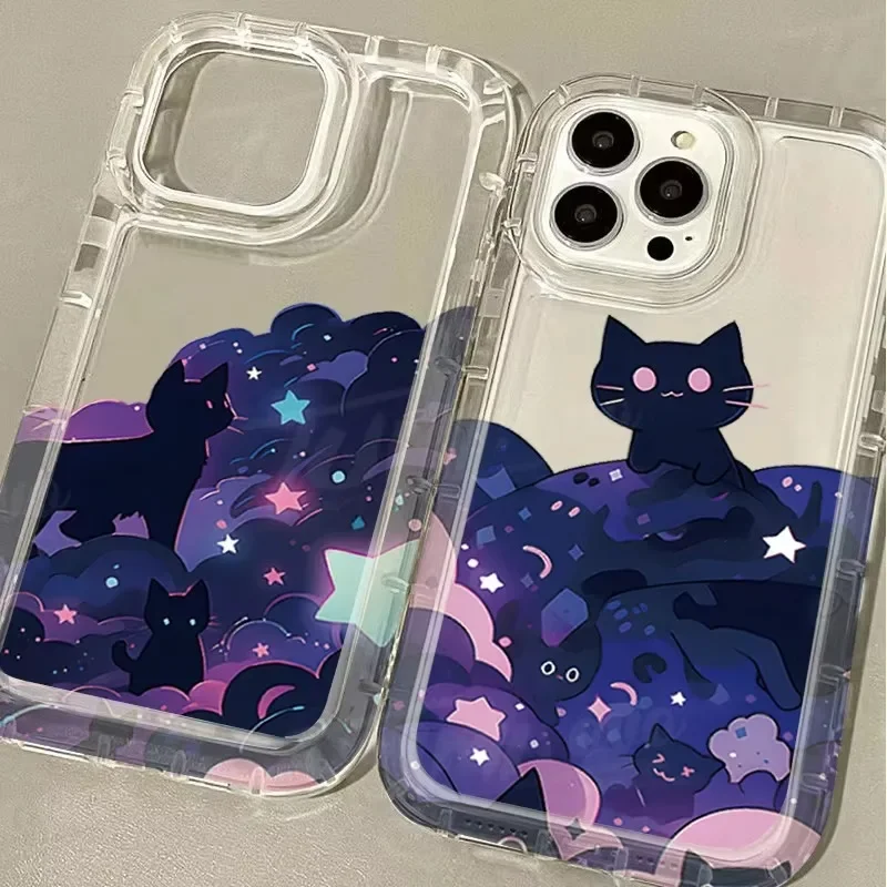 Lovely Starry Sky Cat Case for Samsung Galaxy A15 A55 A05 A05S A14 A24 A13 A23 A73 A12 A22 A32 A52 A52S A72 A31 A51 A71 Cover