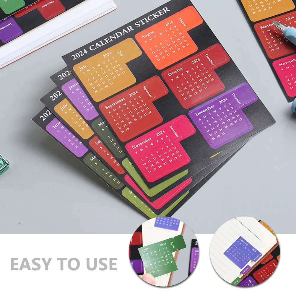 

4 Sheets Assorted Notepad Calendar Index Stickers Smooth Writing Monthly Planner Tabs for Home Office Study Stationery Set