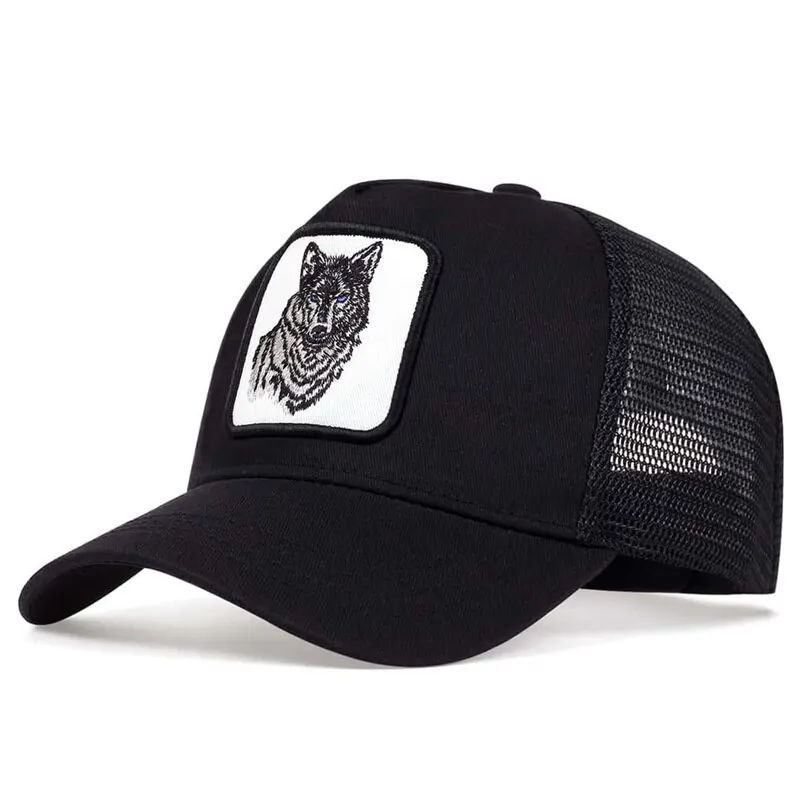 Unisex Wolf Embroidery Baseball Net Caps Spring and Summer Outdoor Adjustable Casual Hats Sunscreen Hat