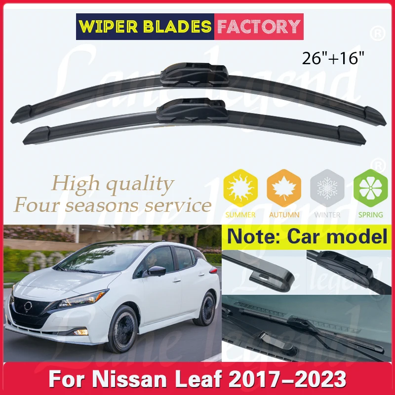 For Nissan Leaf 2017 2018 2019 2020 2021 2022 2023 Front Wiper Blades Brushes Cutter Car Accessories U J Hook 26\