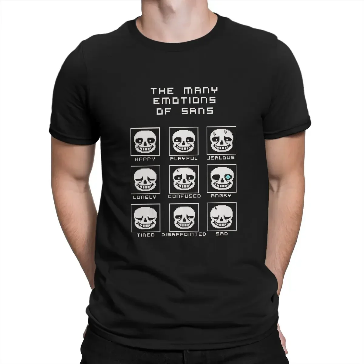 Undertale Polyester TShirts The Many Emotions Of Sans Distinctive Homme T Shirt New Trend Clothing