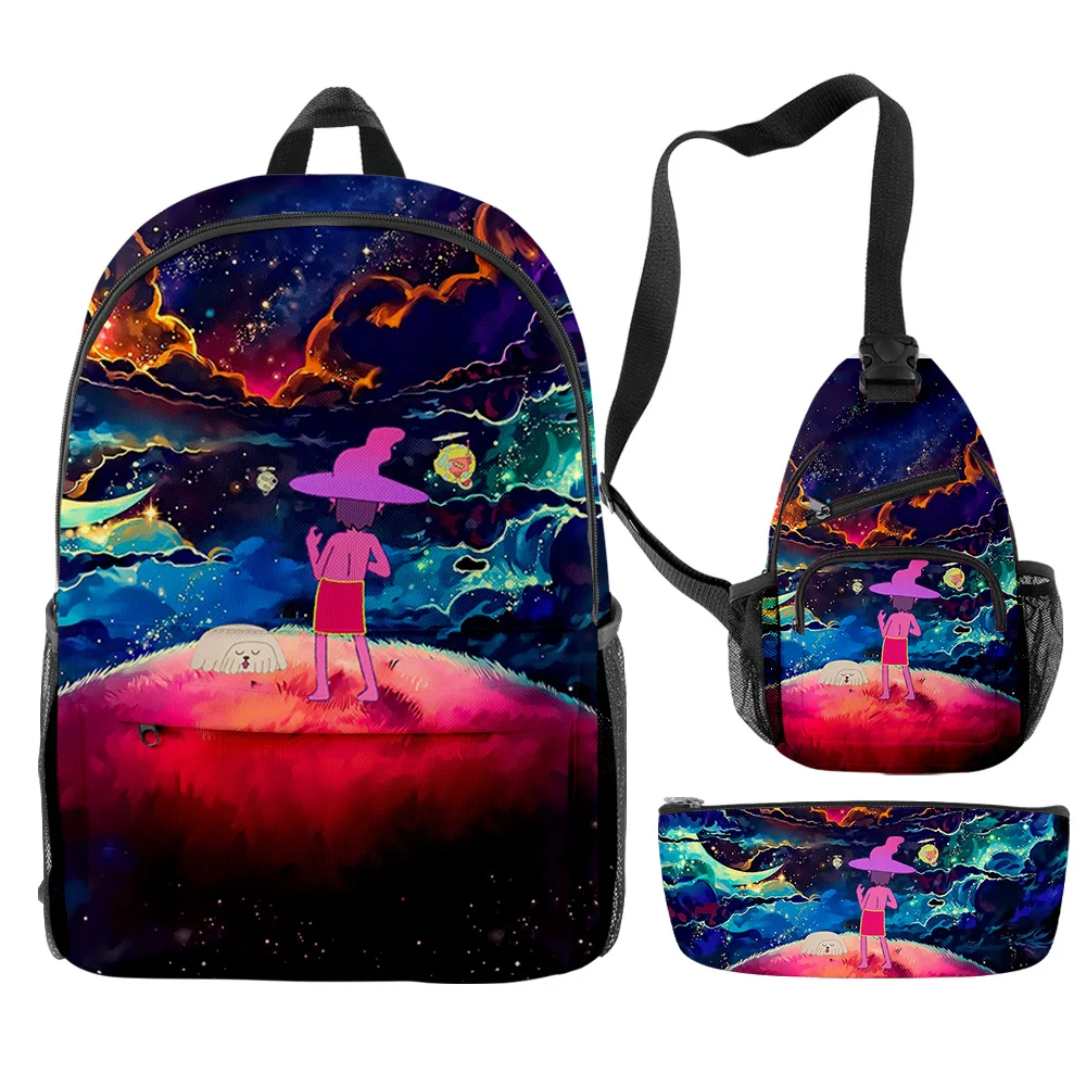 

Luxury Novelty Cool The Midnight Gospel 3D Printed 3pcs/Set pupil School Bags Travel Laptop Backpack Chest Bag Pencil Case