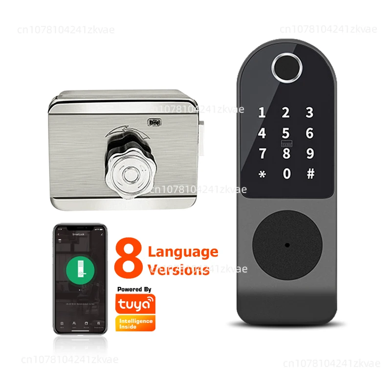 Waterproof Tuya APP Multi Languages Systrm Smart Digital Rim Door Lock for Gate Door