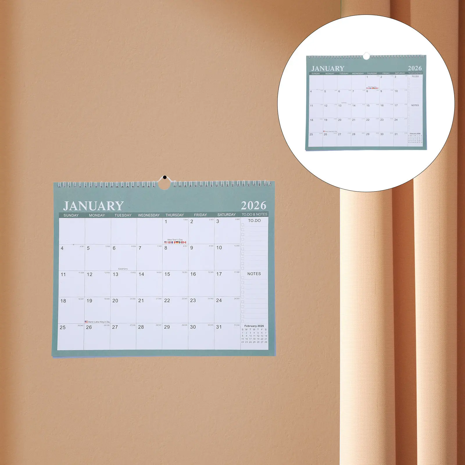 

Large 2026-2027.6 Wall Calendar Double-Sided Hanging Monthly Planner Office Home Organizer Full Year Calendar with Multicountry
