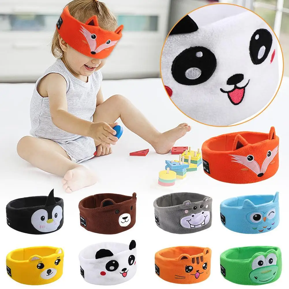 Bluetooth Music Headband Bluetooth V5.0 Chip Animal Kids Wireless Headphones Bluetooth Headband Sleep Mask Thin Speaker