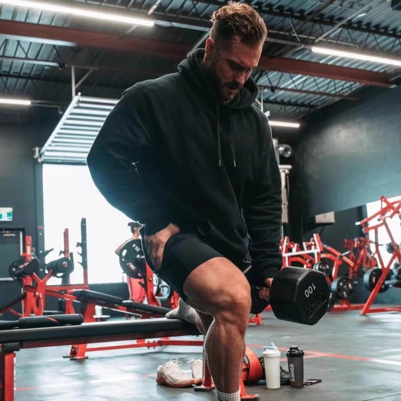 سترة رياضية بغطاء للرأس لشتاء وخريف 2025 للرجال، صوف خفيف الوزن، رائعة للتدريب على الخريف واللياقة البدنية والرفع وغير الرسمي في الشارع