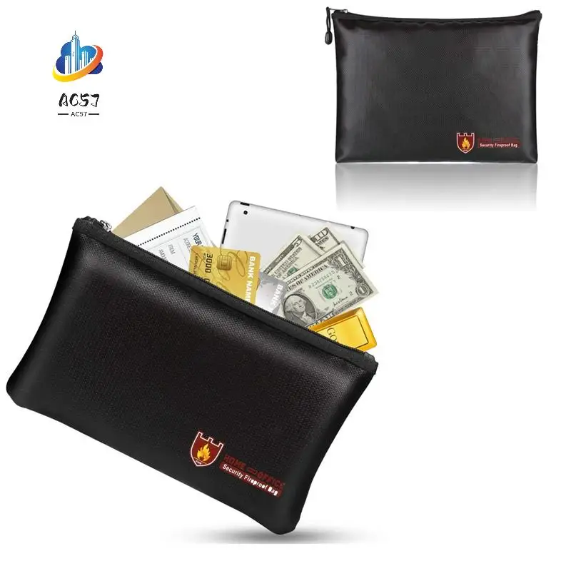 

AC57-Fireproof Document Bags, Waterproof And Fireproof Bag With Fireproof Zipper For Ipad, Money, Jewelry, Passport, Document St