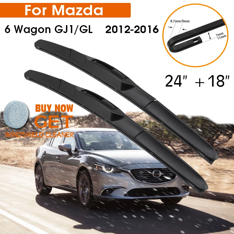 

Car Wiper Blade For Mazda 6 Wagon GJ1/GL 2012-2016 Windshield Rubber Silicon Refill Front Window Wiper 24"+18" Accessories