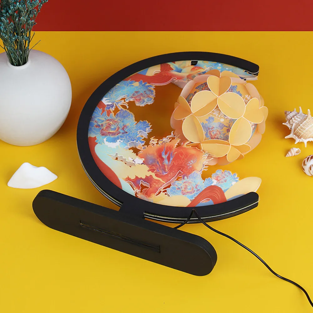 Palace Retro Creative Gift Chinese Paper Carving Night Light DIY Handmade Bedside Table Lamp Decor Home Art Lighting