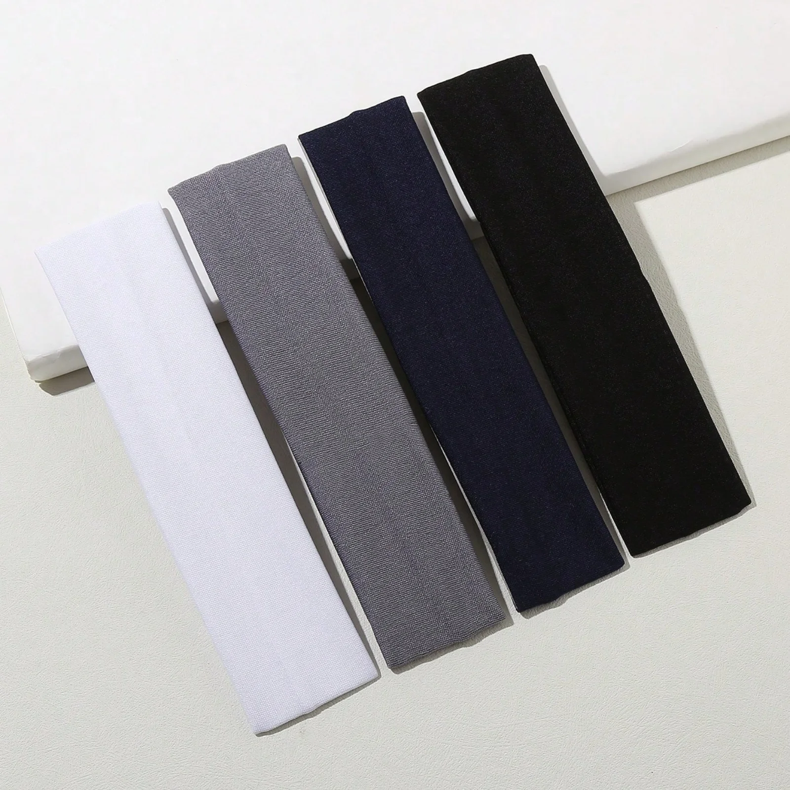 4PCS Set of Minimalist Preppy Headbands, Casual Hair Bands, Headscarf-Style Headbands & Sweat-Absorbent Bands, Solid-Color Casua