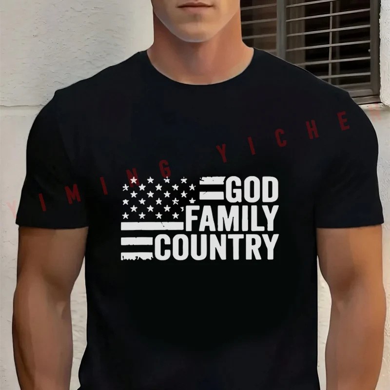 

Men T-Shirt God Family Country Conservative Motorcycle Tshirt Moto Cotton O-neck Short Sleeve Fashion Hip Hop Streetwear Tee