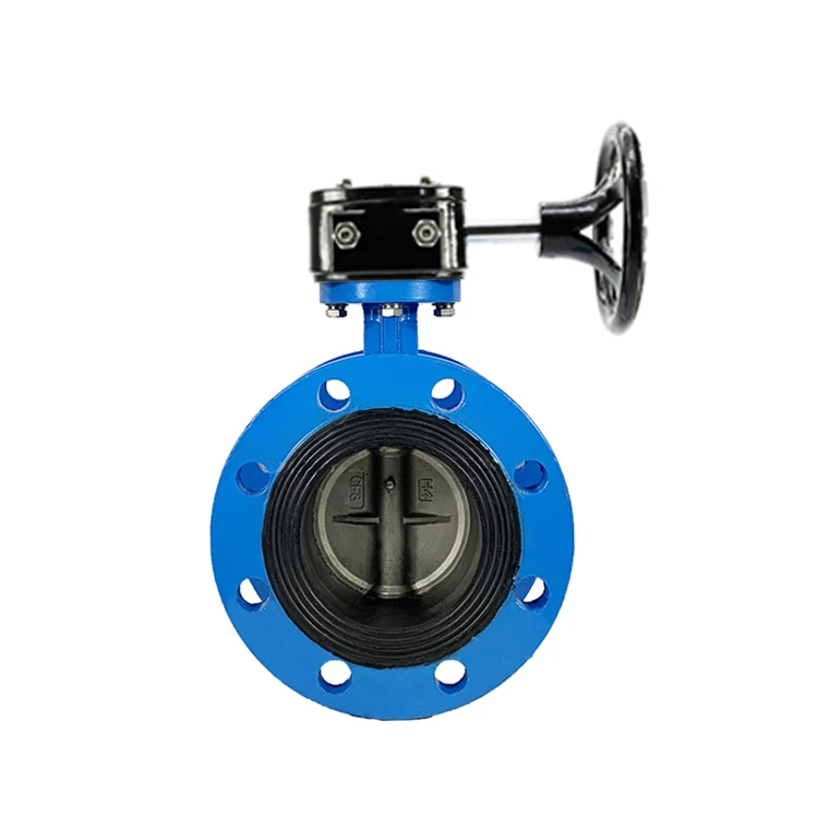 Cast iron body epdm soft seal double flange Worm Gear butterfly valve