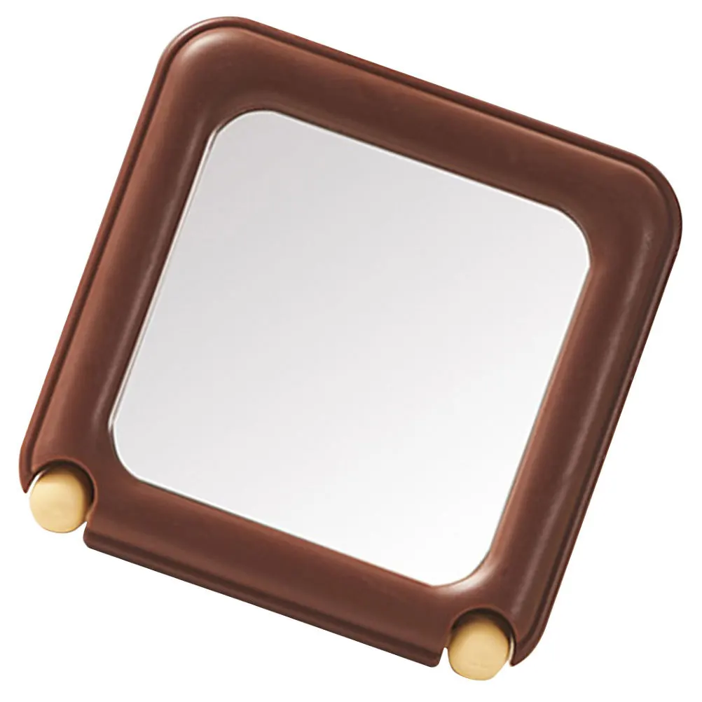 مرآة مكياج بحامل قابل للتعديل لسطح المكتب، مرآة قابلة للطي، تصميم محمول مستوحى من الشوكولاتة، طراز قديم فضي #2