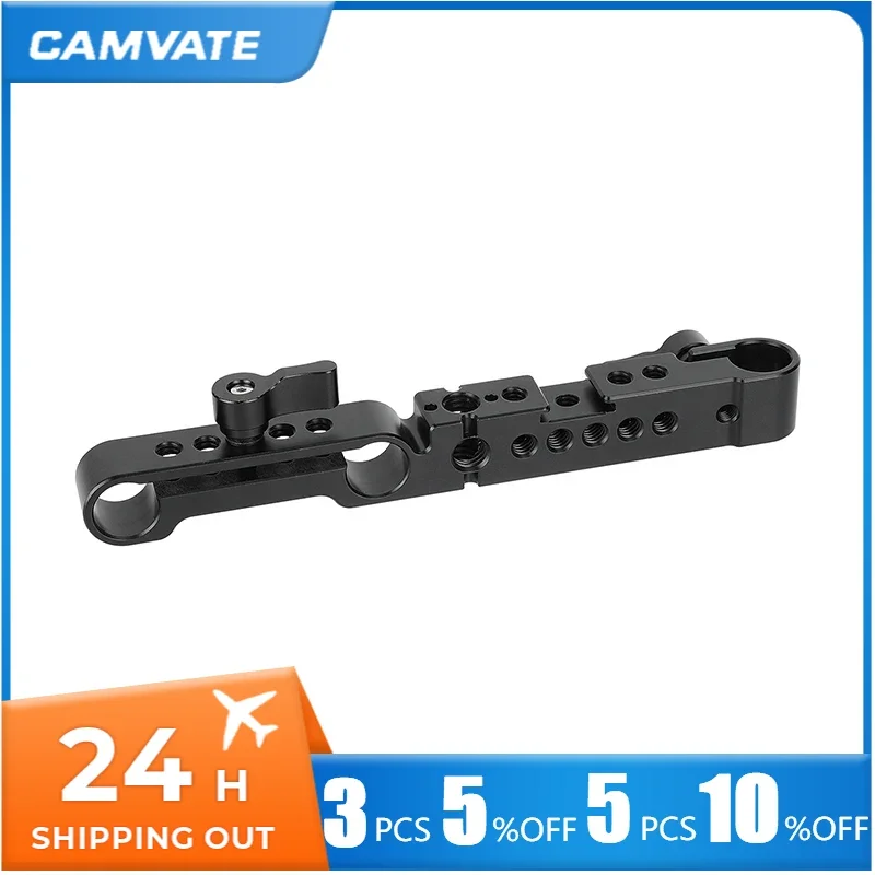 CAMVATE  3-Ports 15mm Railblock Right Angle 90 Degree Rod Adapter Clamp WIth Shoe Mount For DSLR Camera 15mm Rail Support System