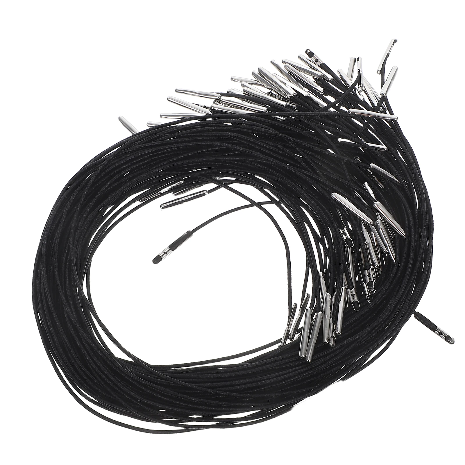 

50pcs Elastic Band Soft Adjustable Straps Drawstring Cords Clothesline Hoodies Face Mask Strap Stretch Rope Metal Ends