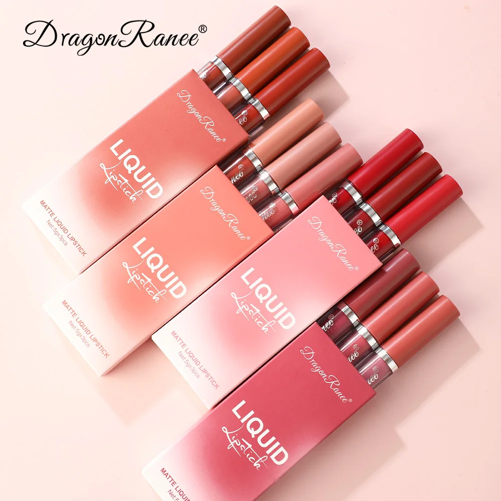 3pcs/set Velvet Matte Liquid Lipstick Waterproof Non-stick Cup Lip Gloss Lip Glaze Sexy Lips Makeup Sets Long Lasting Cosmetics