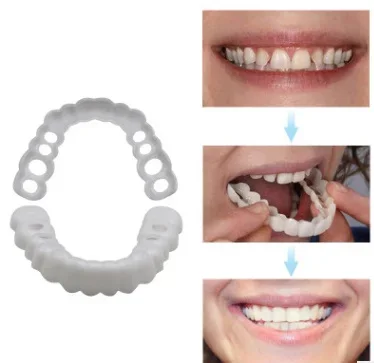 

Sdotter New 2 Sets =4 pieces Instant Perfect Smile Teeth Teeth Veneers Whitening Cosmetic Denture Fake Tooth Cover Oral Hygiene