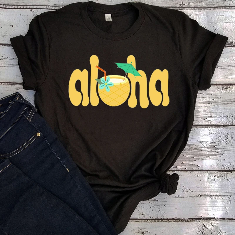 

Aloha Pineapple Vacay Graphic T Shirts Gothic Fashion Tops Tees Vintage Summer Classic Aloha Pineapple Women Clothing L