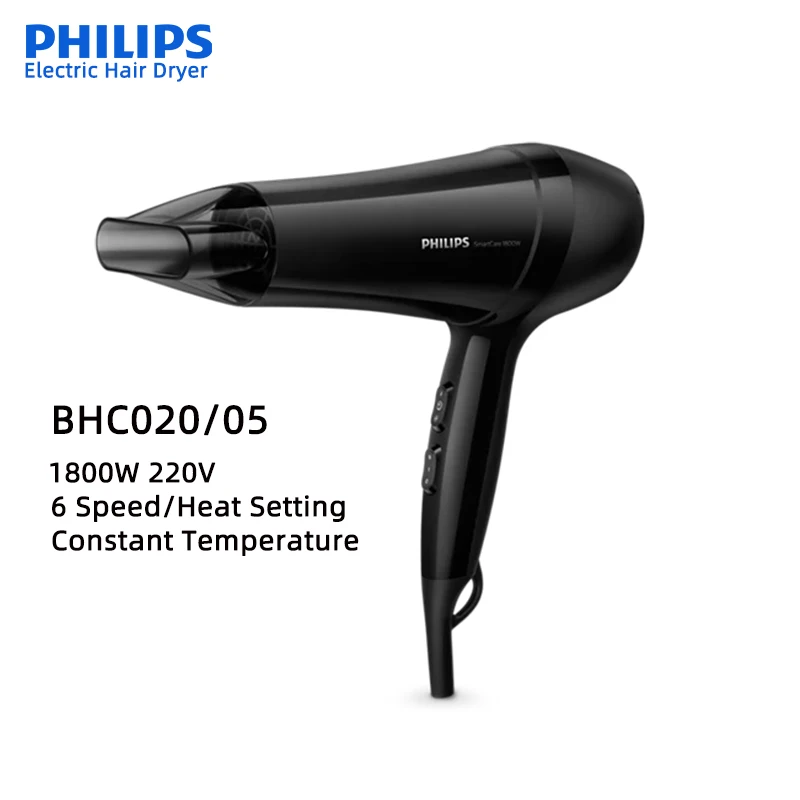 

Philips BHC020 Фен высокой мощности, постоянная температура, 220 В, 1800 Вт, насадка-концентратор, фен, 6 настроек нагрева