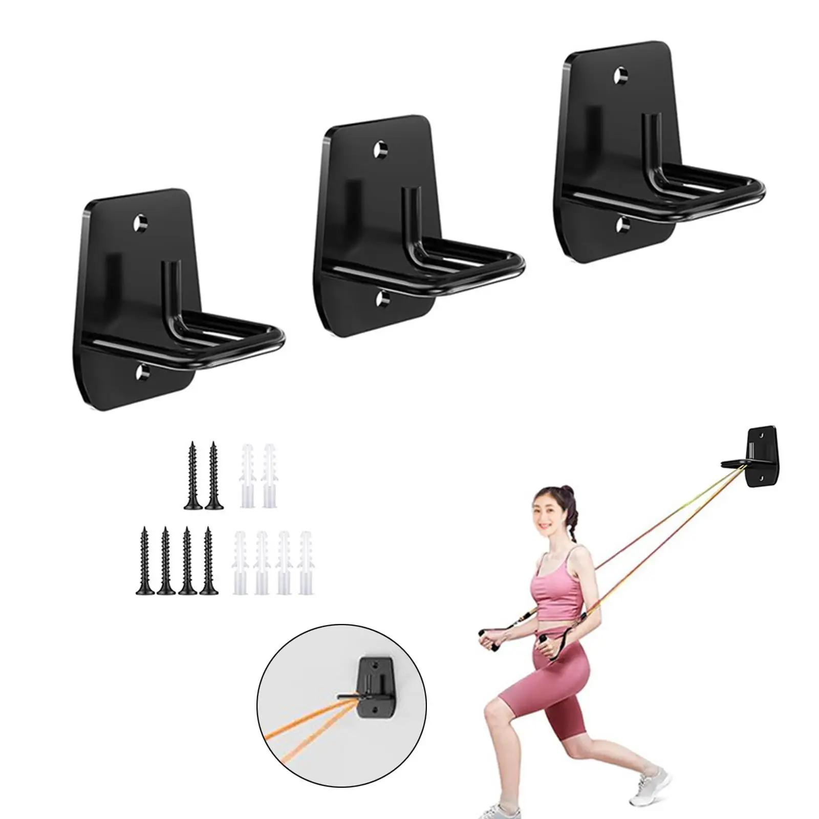 3 Pieces Resistance Band Wall Workout Anchors for Exercise Straps Metal