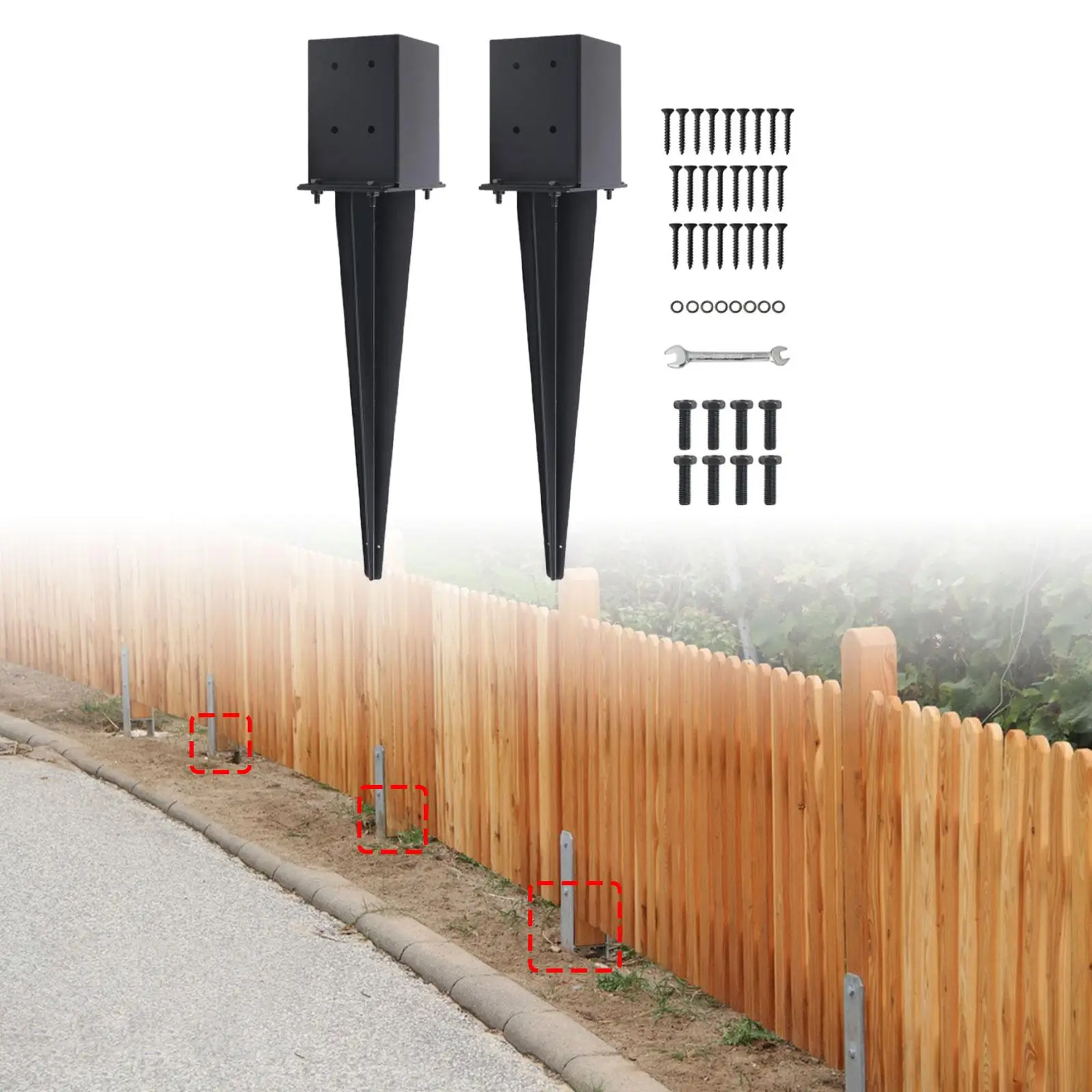 

2Pcs Fence Post Anchor Ground Spikes Metal Post Stake for Porch Mailbox Fence