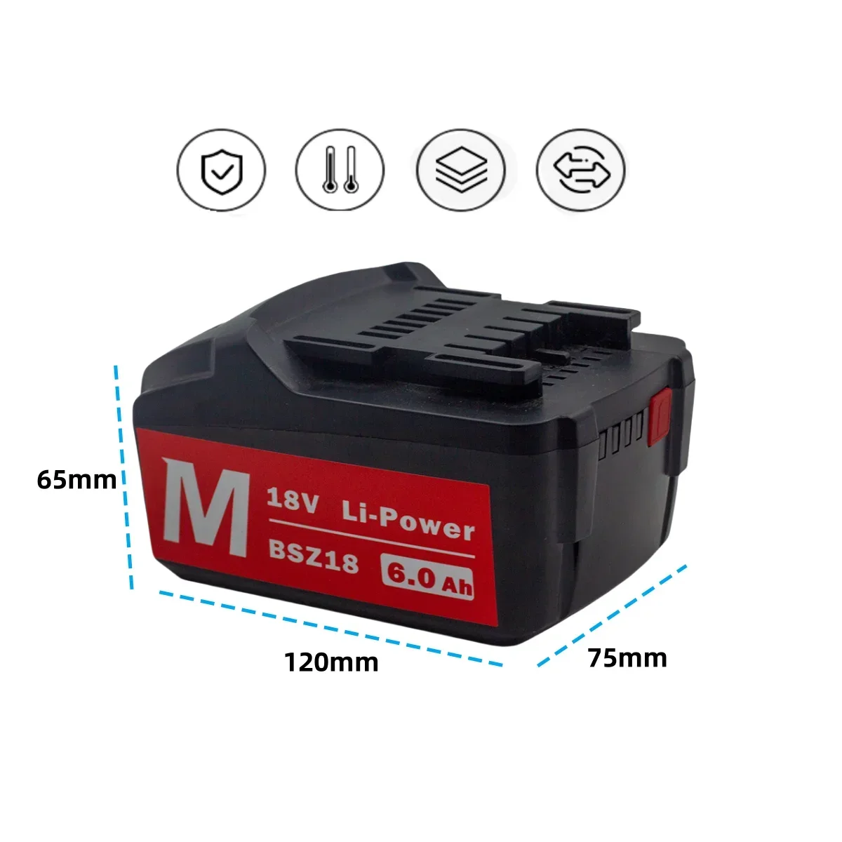 Imagem -02 - Bateria para Ferramenta Elétrica sem Fio Metabo Drivers de Broca Martelos de Chave 18v 6000mah 6.0ah 625592000 625591000