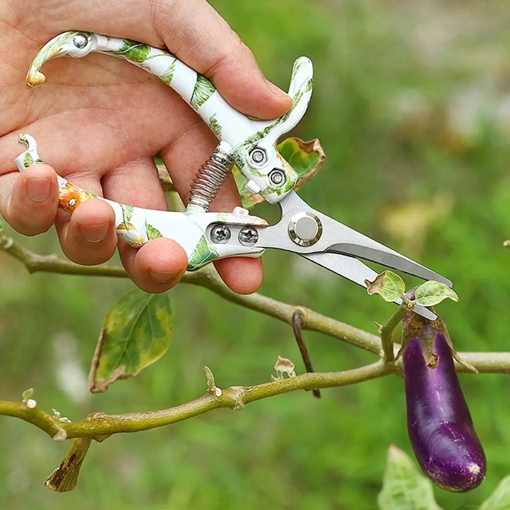 SK5/Stainless Steel Pruning Shears Floral Pattern Thickened Garden Scissors Non-slip Handle Effortless Branch Cutter