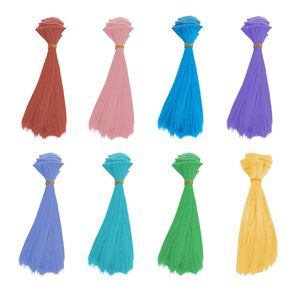 

1set 8pcs 8 colors PP Wig Hair for BJD Makings Accessories Mixed color 1000x200~210mm 1pc/color