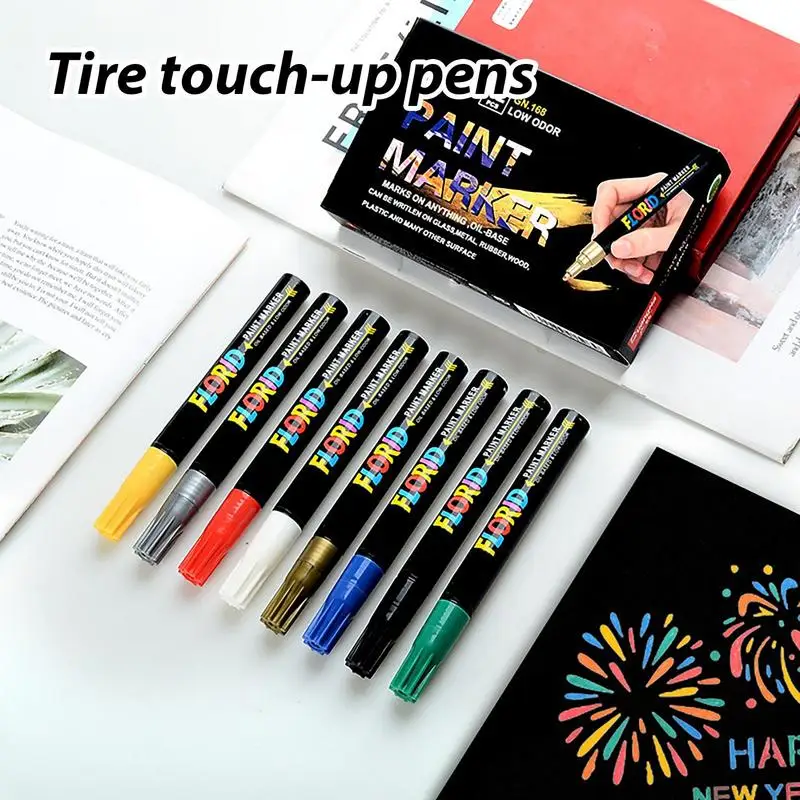 Car Wheel Permanent Paint Marker Waterproof White Markers Tire Tread Rubber Fabric Paint Metal 8 Colors Paint Marker Pens