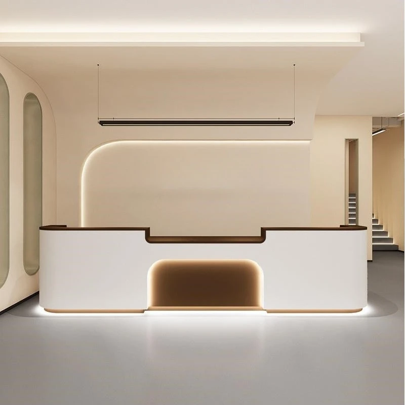 Light Luxury Beauty Reception Desks Irregular-shaped High-end Reception Desks Lacquer Office Furniture Военное ДелоZY40JDT