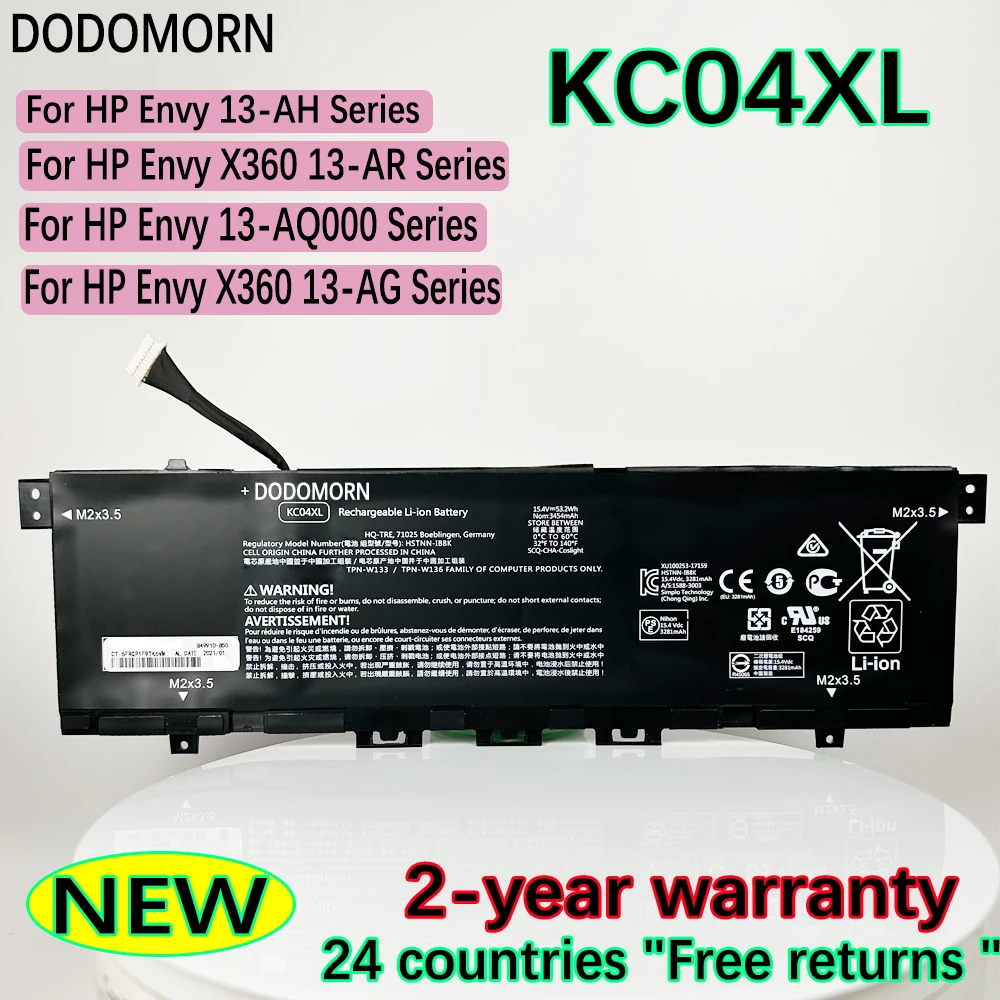 New KC04XL Laptop Battery For HP Envy 13-AH /X360 13-AR /13-AQ000 / X360 13-AG Series 53.2Wh 15.4V In Stock